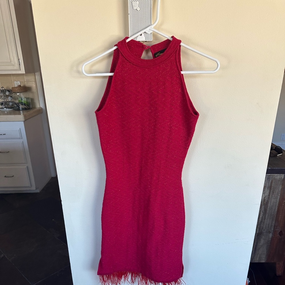 75% Modal 25% Italian nylon red dress beautiful for the holidays